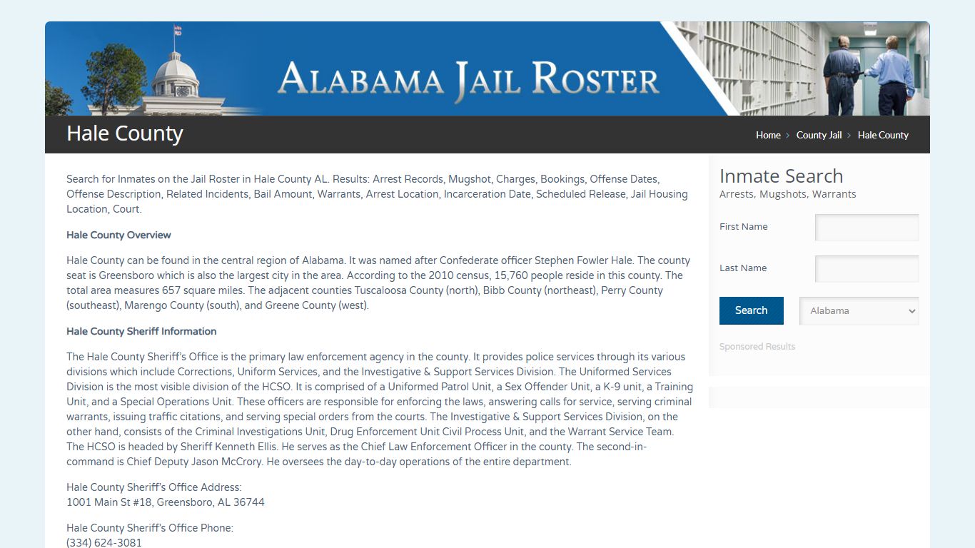 Hale County | Alabama Jail Inmate Search